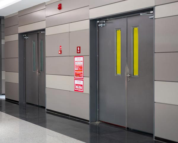 hollow metal doors with lite kits and door closers